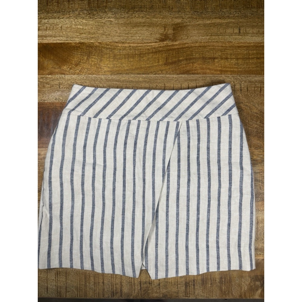 J.Crew Linen Skirt Size 12 Blue White Striped Coastal Nautical Lined Summer